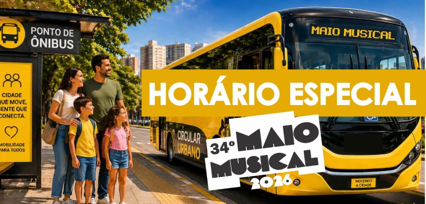 Transporte coletivo terá horários especiais durante o 34º Maio Musical 2026